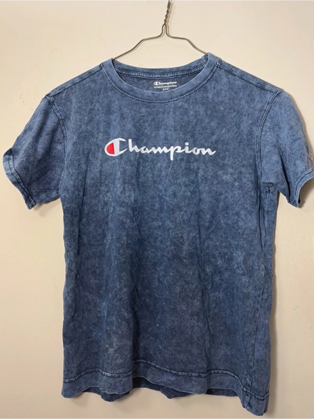Champion Blue Acid Washed Crew Neck Tee